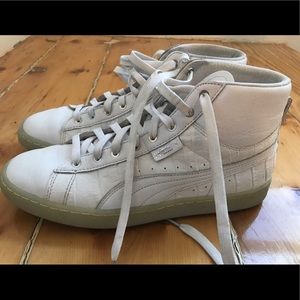 Puma White leather high top sneakers
